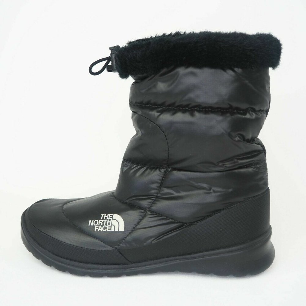 The North Face Womens Bootie Nuptse Shiny Fur 4 Waterproof Black